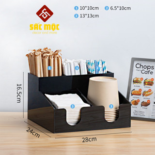 Kệ Đựng Ly Cốc Bằng Mica (KMC-03) Ly Trà Sữa, Ly Giấy, Ly Nhựa, Đựng Túi Trà, Đựng Ống Hút Bằng Gỗ Thông Cao Cấp