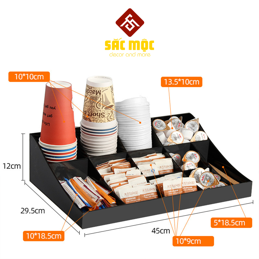 Kệ Đựng Ly Cốc Bằng Mica (KMC-04) Ly Trà Sữa, Ly Giấy, Ly Nhựa, Đựng Túi Trà, Đựng Ống Hút Bằng Gỗ Thông Cao Cấp