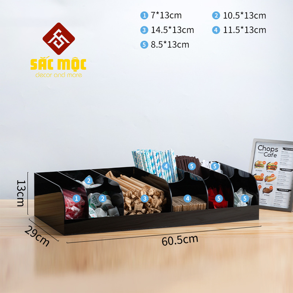 Kệ Đựng Ly Cốc Bằng Mica (KMC-05) Ly Trà Sữa, Ly Giấy, Ly Nhựa, Đựng Túi Trà, Đựng Ống Hút Bằng Gỗ Thông Cao Cấp