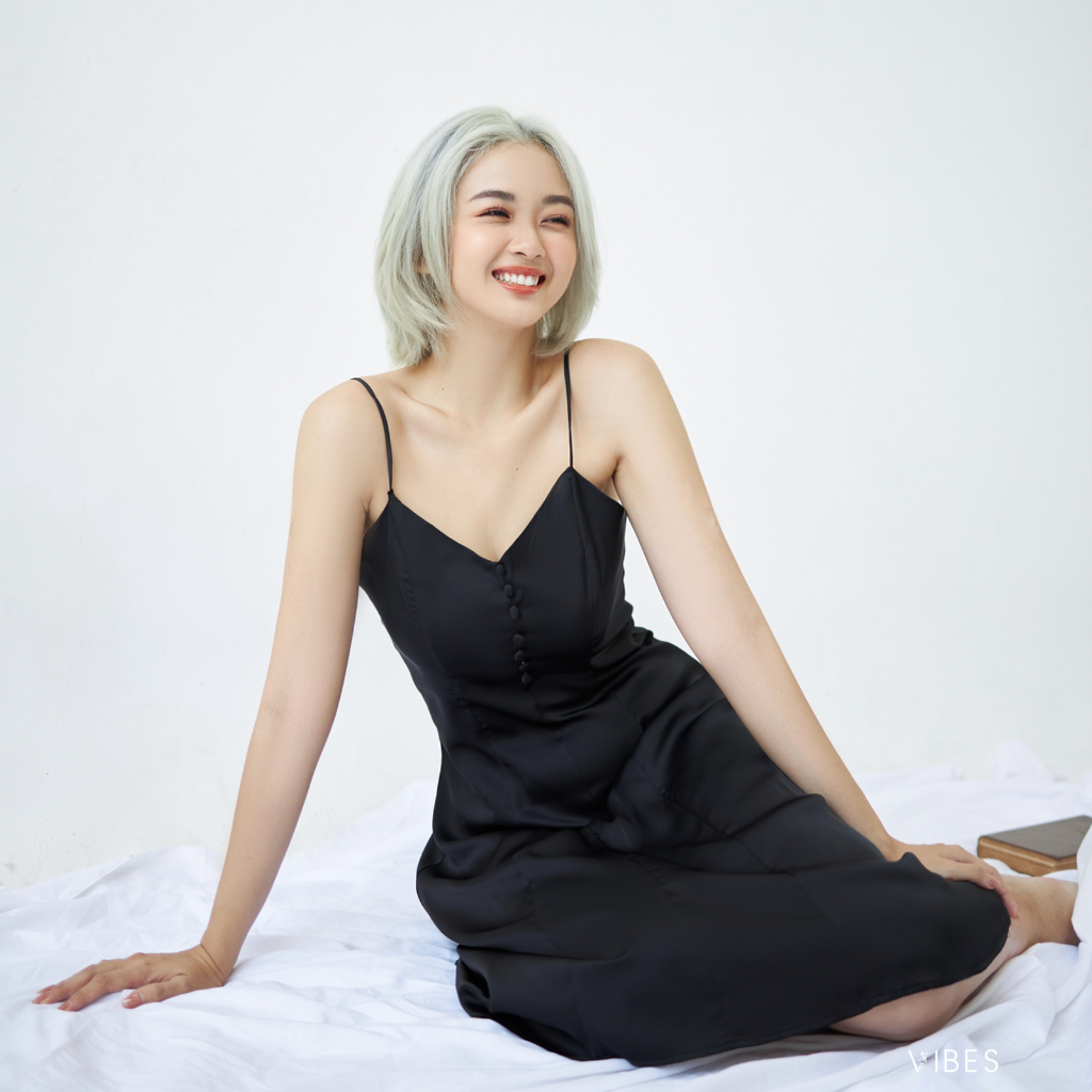 VIBES Váy ngủ lụa cao cấp Ink Lady Dress