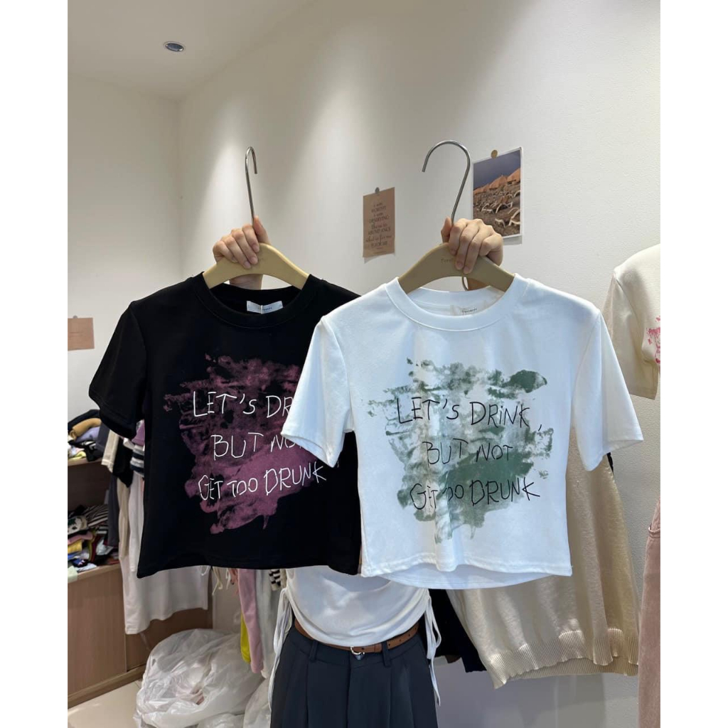 Áo Phông Babytee Dáng Rộng Tay Lỡ  Cô Tròn Ngắn Tay Vẩy Sơn Chữ Ngực Bigsize