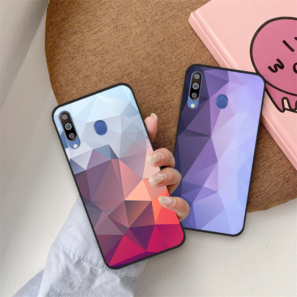 Ốp lưng Samsung Galaxy M20 / M30 đường kẻ kim cương màu sắc, ốp thời trang viền dẻo
