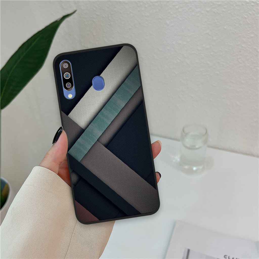 Ốp lưng Samsung Galaxy M20 / M30 đường kẻ kim cương màu sắc, ốp thời trang viền dẻo