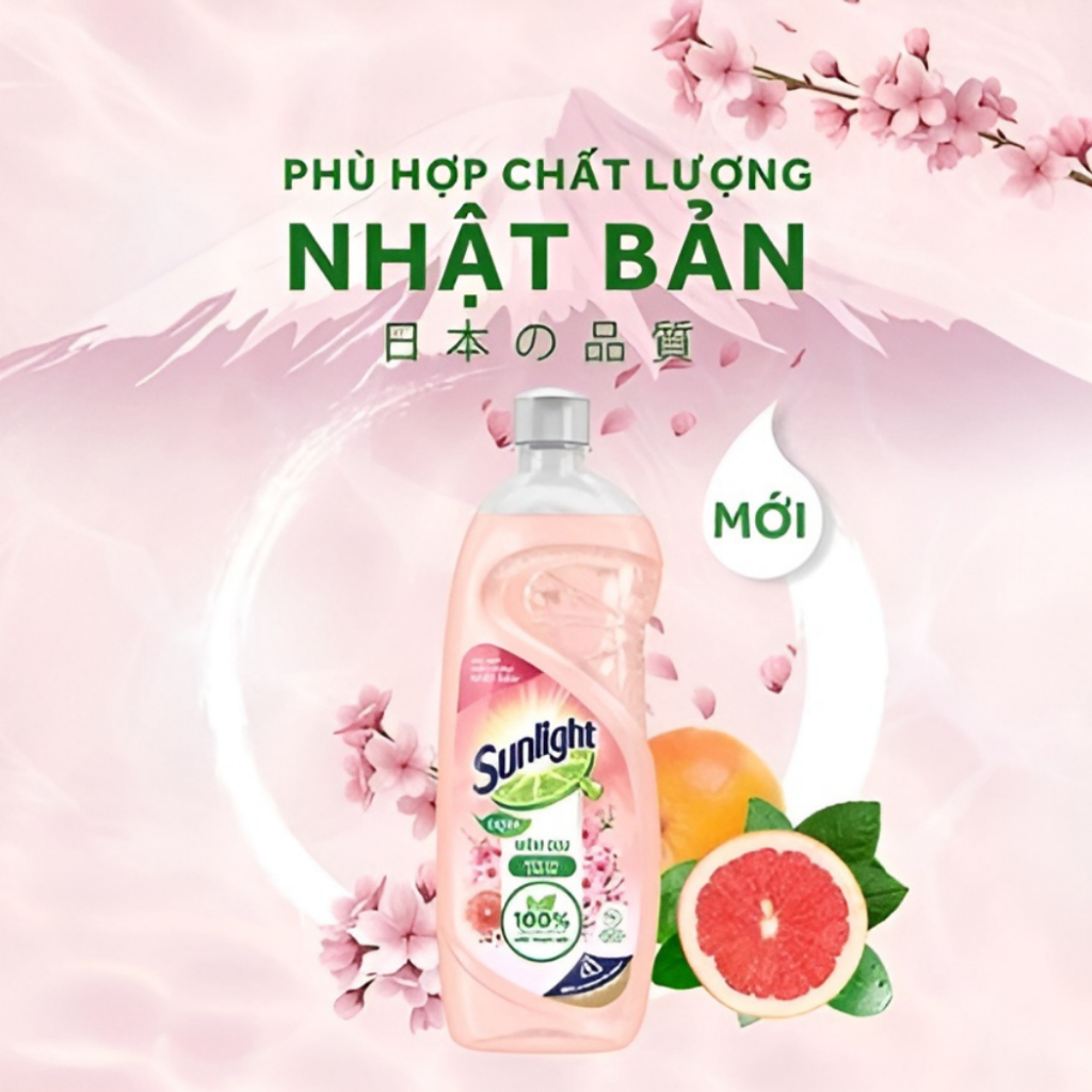 Nước Rửa Chén Sunlight Dầu Rửa Bát Hữu Cơ Thiên Nhiên Sạch Nhanh 100% Gốc Thực Vật Hương Thơm Tươi Mát 750g