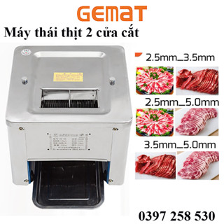 Máy thái thịt tươi sống 2 cửa dao AKS-85 công xuất 850w 180kg/giờ thiết Inox bền đẹp thái đa dạng kích cỡ bảo hành 1 năm