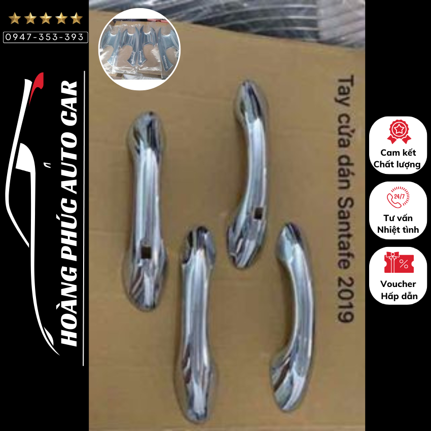 Ốp tay nắm hõm cửa Hyundai Santafe 2019,2020,2021,2022,2023 sáng bóng