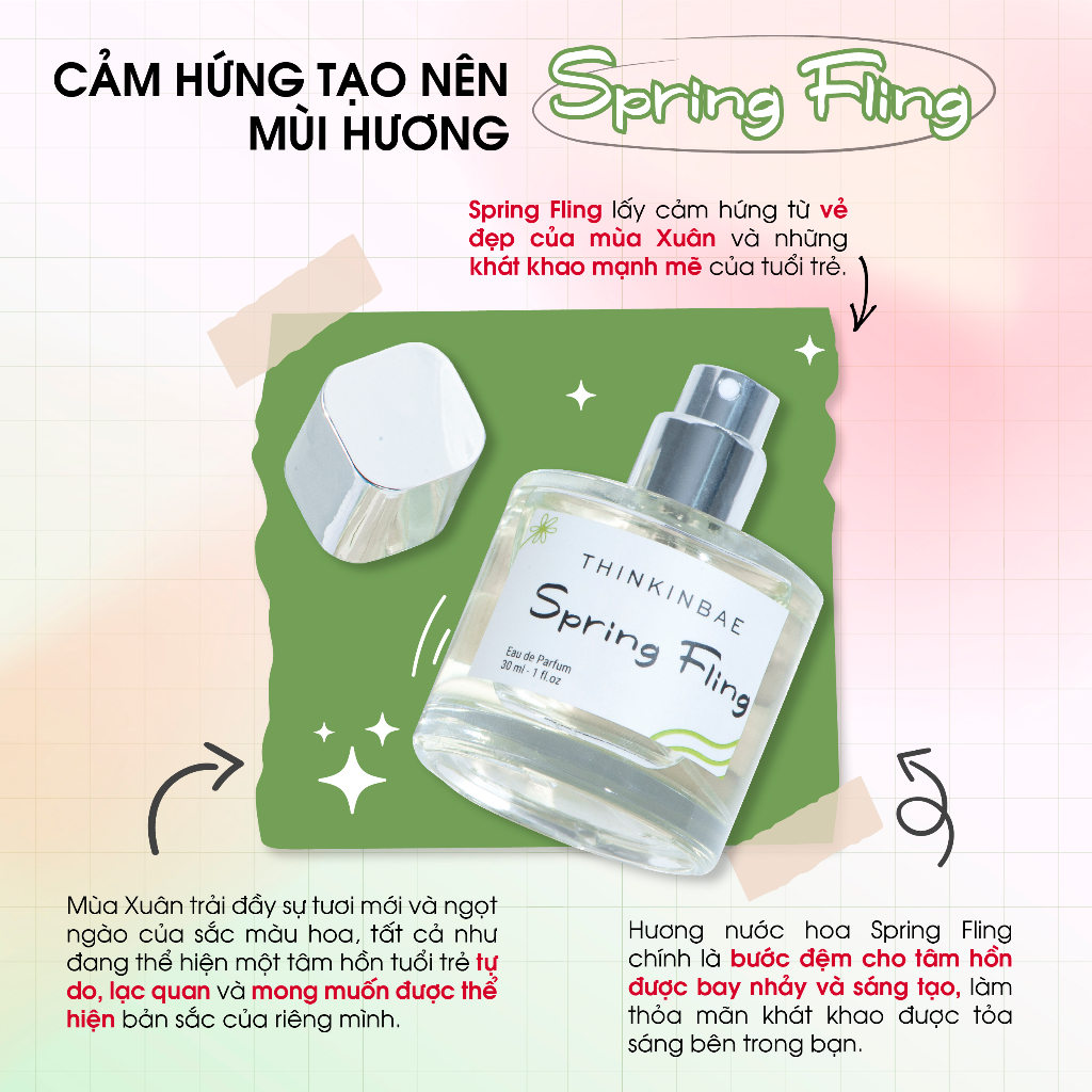 Nước hoa Unisex THINKINBAE Spring Fling hương Hoa Anh Đào & Lan Rừng 30ml