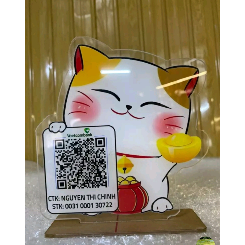 Bảng mã QR code mèo thần tài chất liệu mica, siêu bền, siêu rẻ
