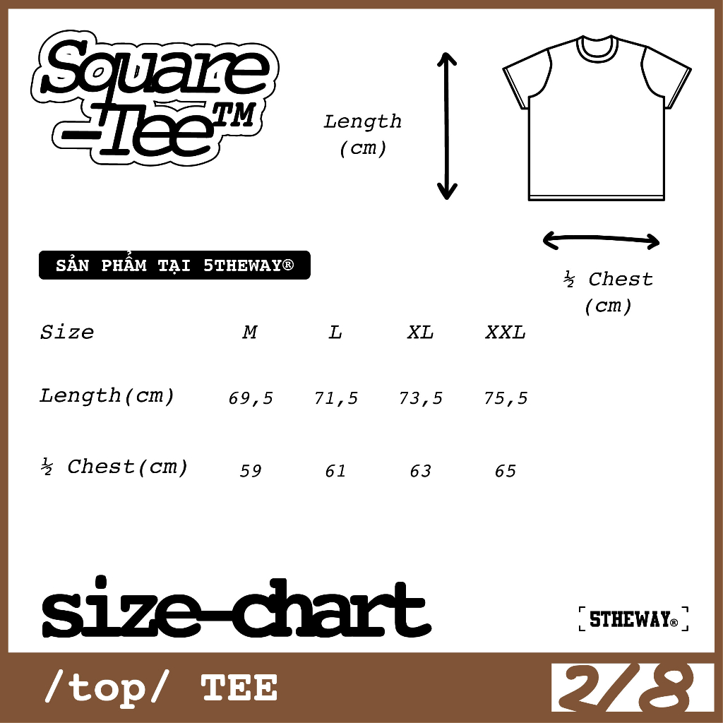 5THEWAY® /public icon/ BIG LOGO SQUARE TEE in WINTER SKY aka Áo Thun Tay Ngắn Xanh Da Trời