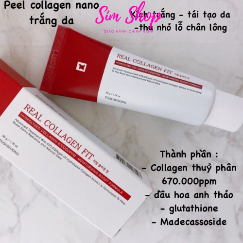 Peel collagen nano fit Hàn Quốc căng bóng, da trắng sáng, mịn màng + PEEL DA COLLAGEN GRIGRI  giúp làm trắng, sáng da