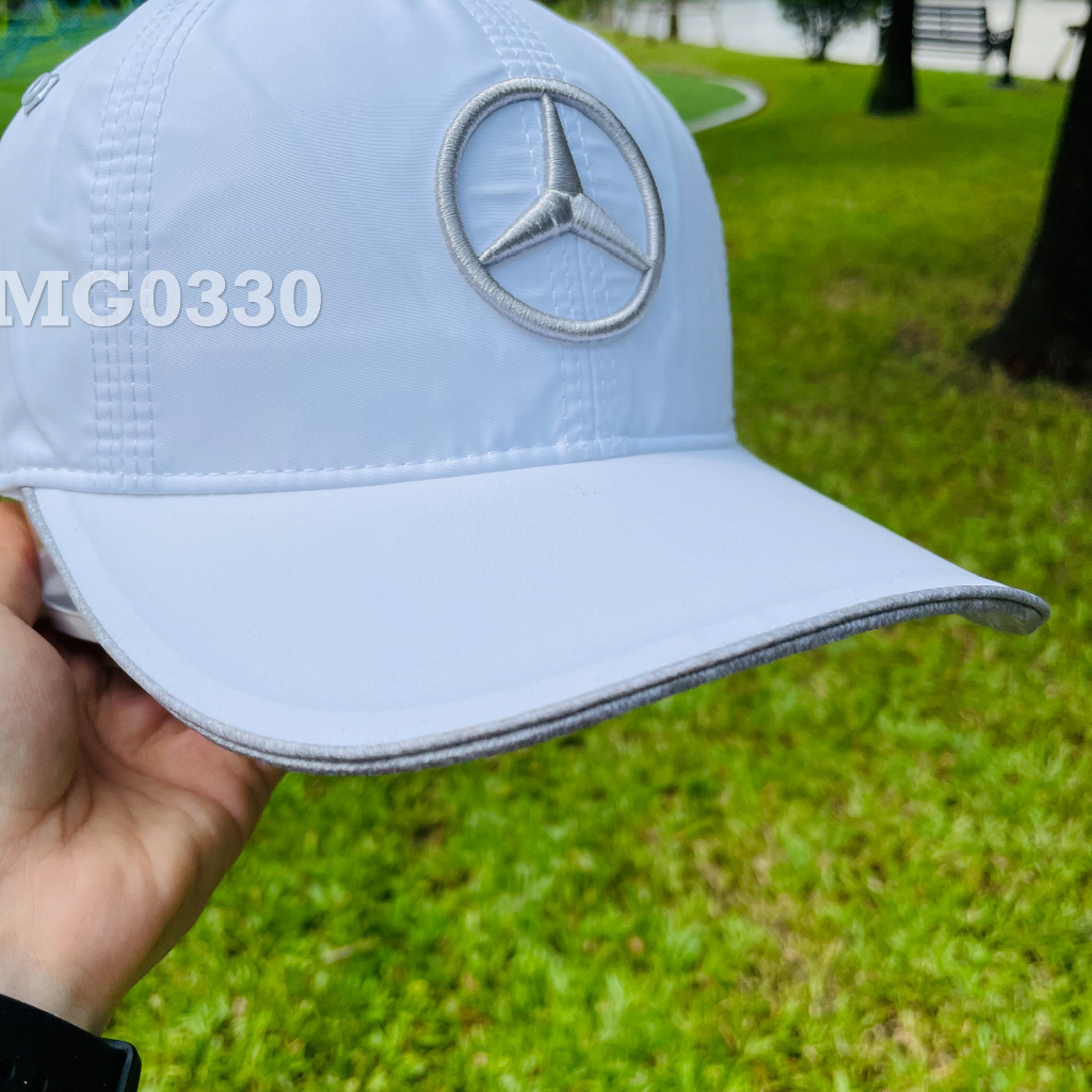 Nón kết Mũ lưỡi trai thể thao nam nữ thêu nổi Mercedes Benz AMG màu trắng MG0330