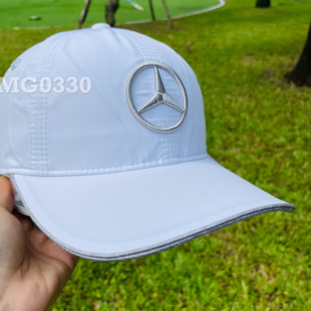 Nón kết Mũ lưỡi trai thể thao nam nữ thêu nổi Mercedes Benz AMG màu trắng MG0330
