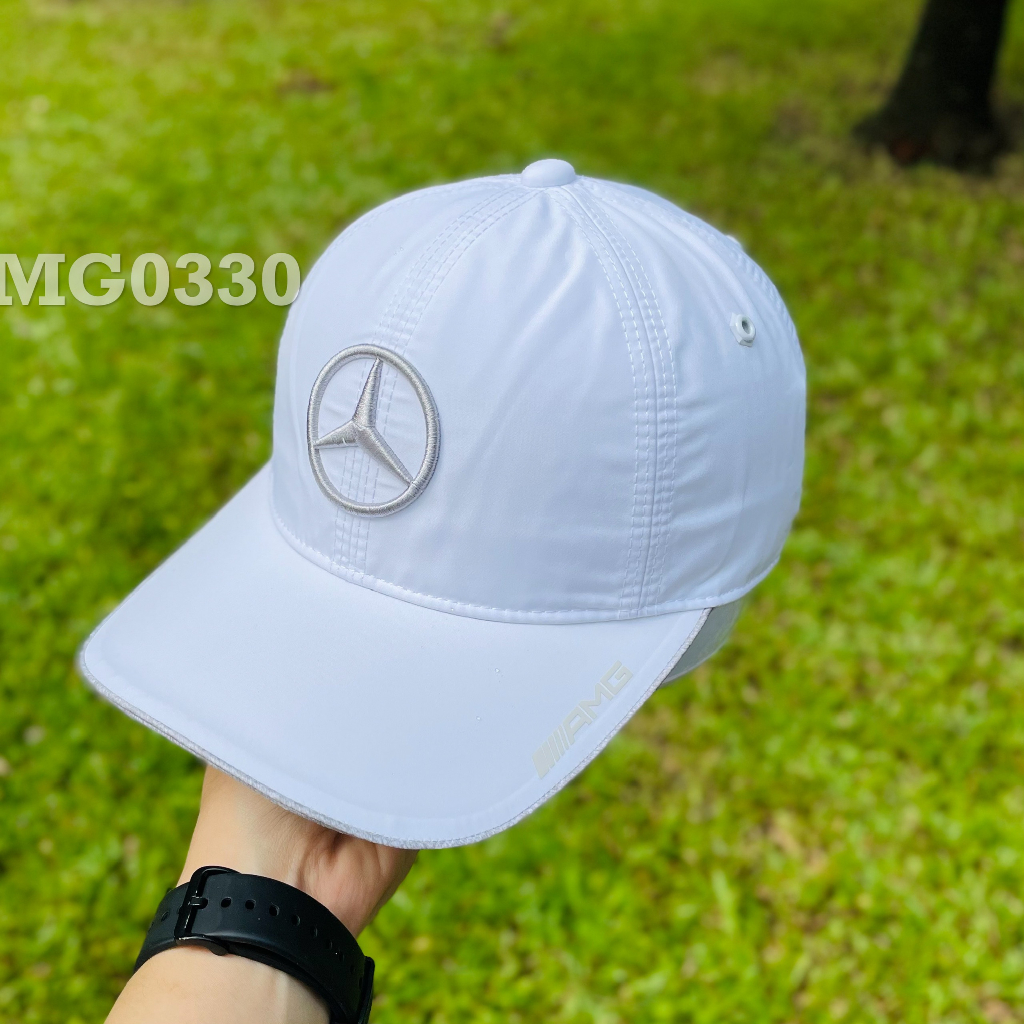 Nón kết Mũ lưỡi trai thể thao nam nữ thêu nổi Mercedes Benz AMG màu trắng MG0330