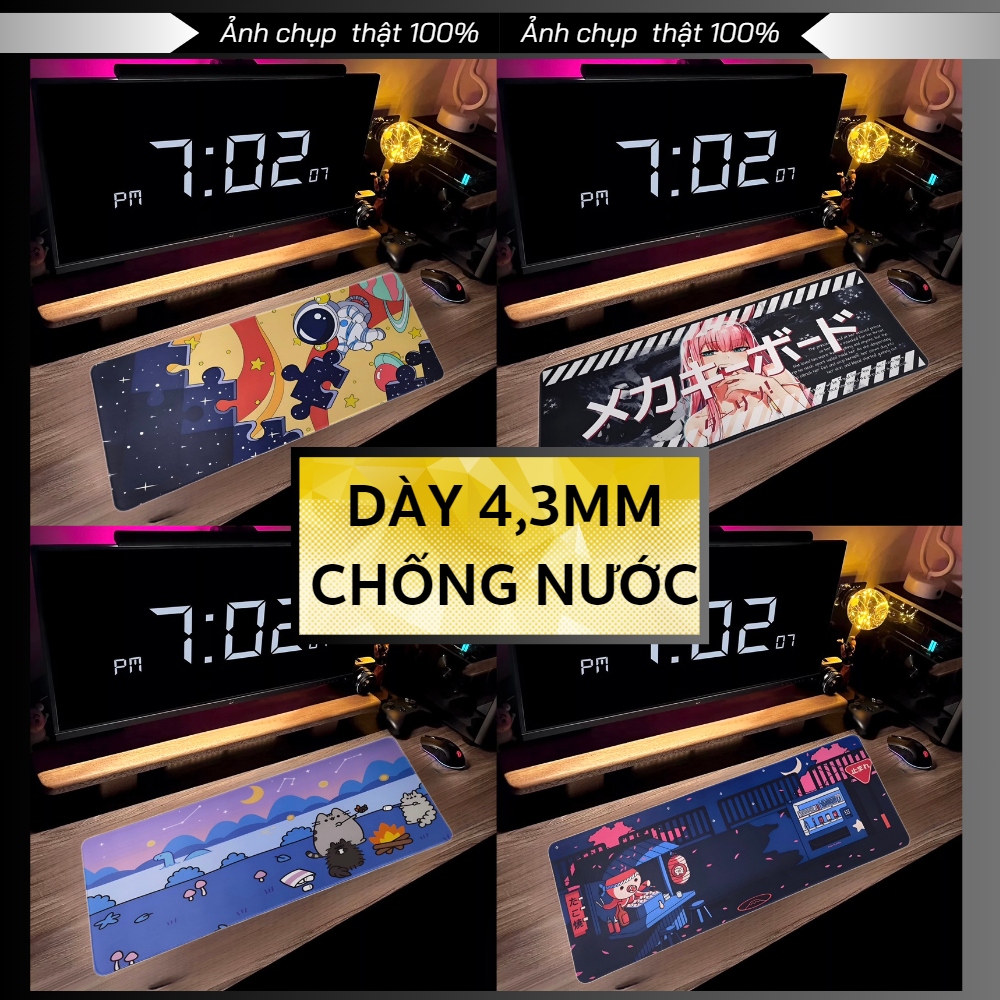 Bàn di chuột, lót chuột chống nước cỡ lớn 80x30cm, 90x40cm siêu dày 4.3mm