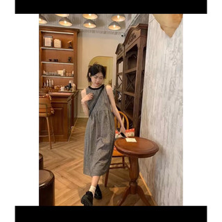 Babydoll Caro Cổ Viền Đen Dây Cột Eo