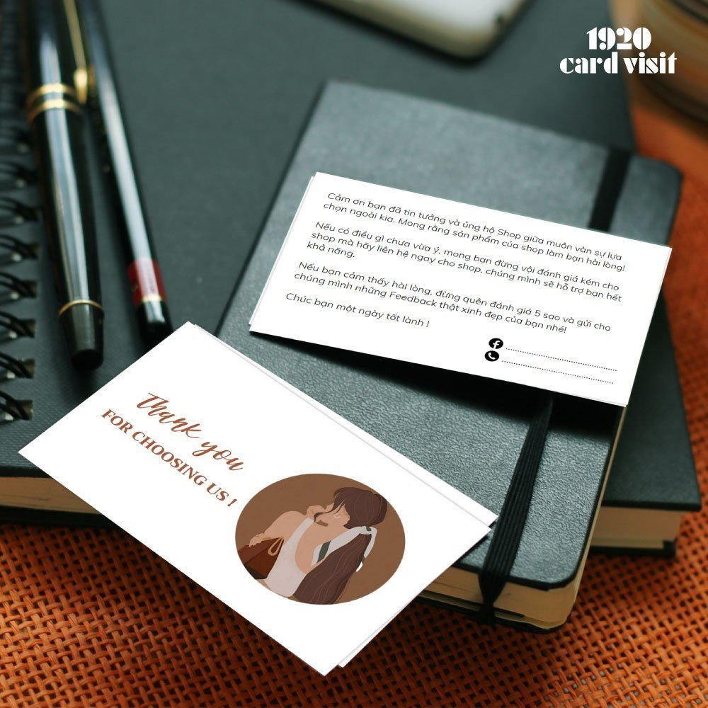 Combo 100 Card Thank You Hình Cô Gái 2 Mặt dành cho các shop tặng khách hàng