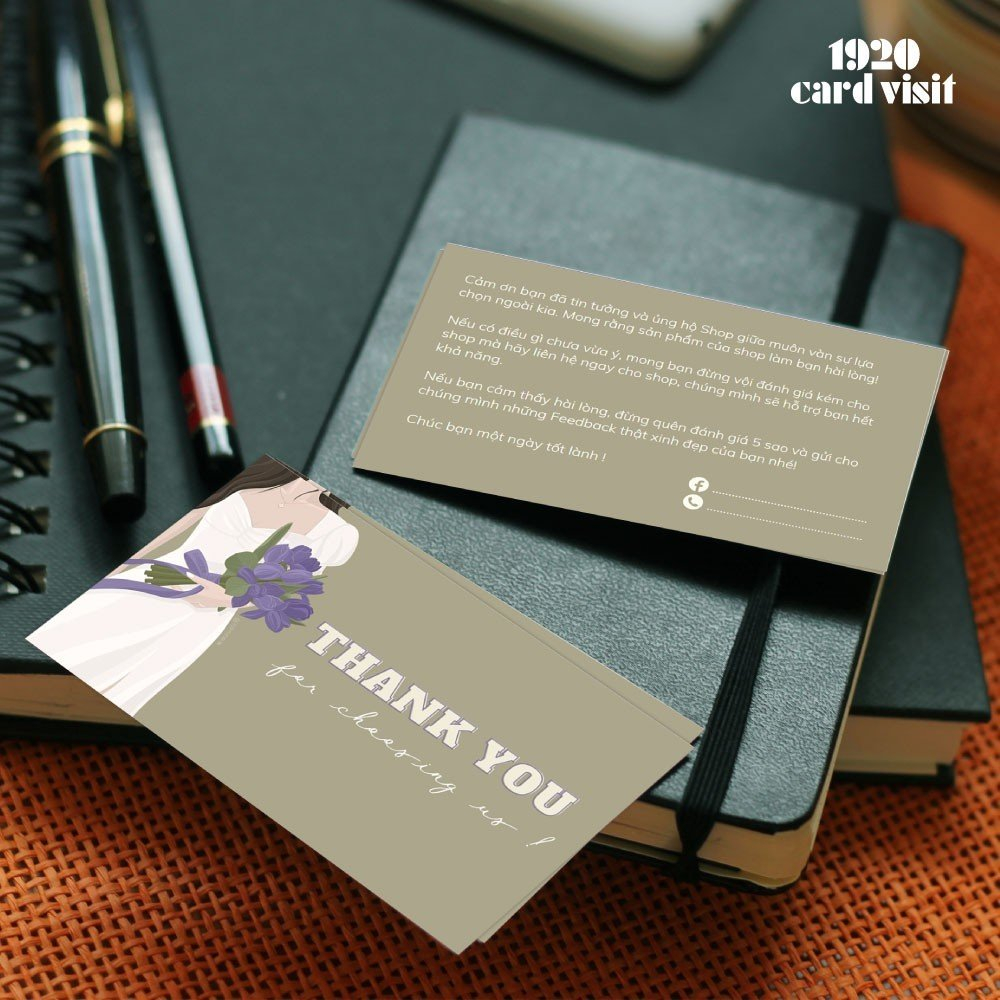 Combo 100 Card Thank You Hình Cô Gái 2 Mặt dành cho các shop tặng khách hàng