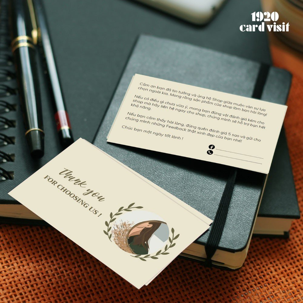 Combo 100 Card Thank You Hình Cô Gái 2 Mặt dành cho các shop tặng khách hàng