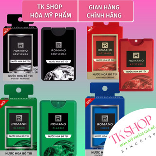 NƯỚC HOA BỎ TÚI CAO CẤP ROMANO 18ML. 4 MÙI HƯƠNG LỰA CHỌN