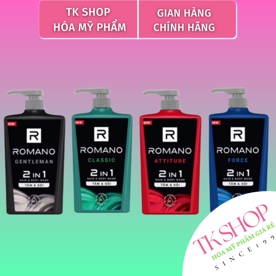 TẮM GỘI 2IN1 ROMANO 650G.3 MÀU LỰA CHỌN