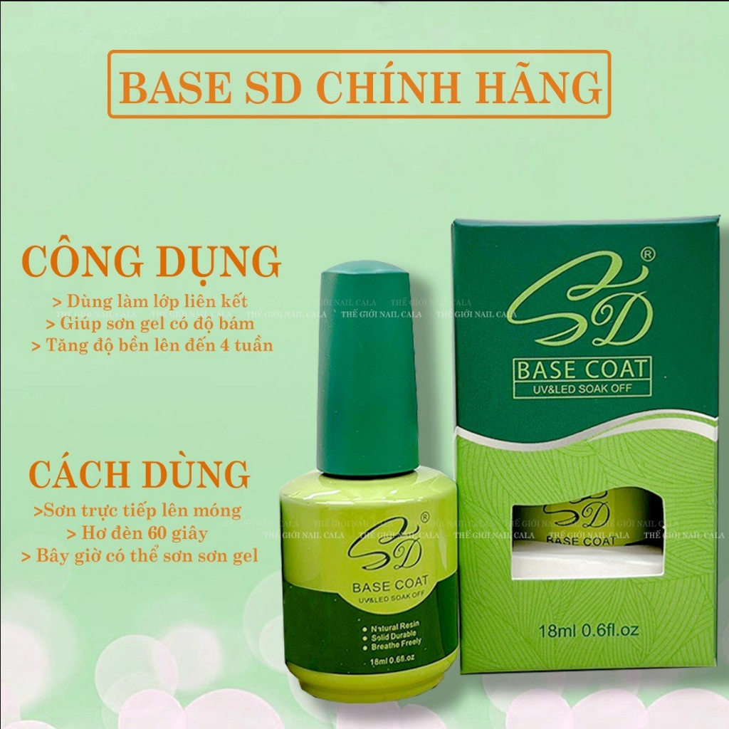 BASE TOP cường lực SD chính hãng - gel liên kết - top phủ bóng chuyên dụng cho nhà làm nail