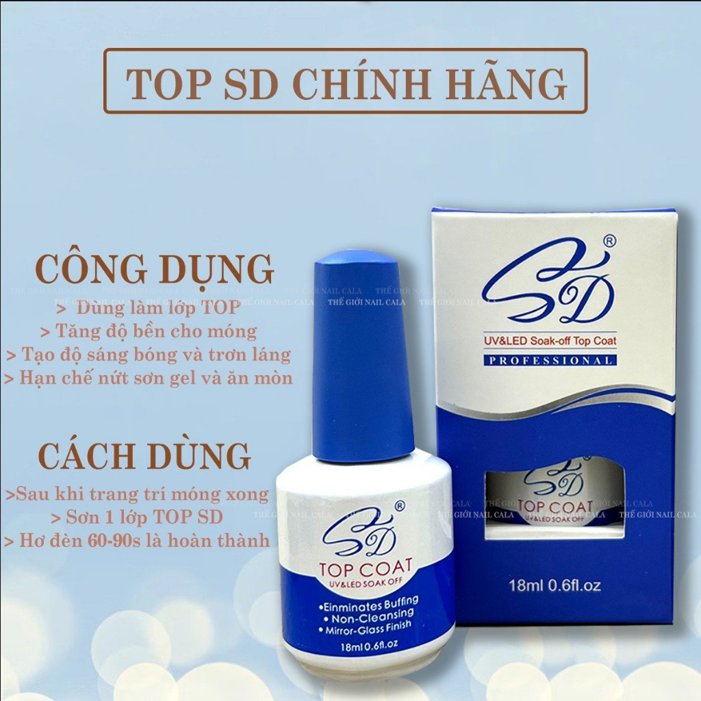 BASE TOP cường lực SD chính hãng - gel liên kết - top phủ bóng chuyên dụng cho nhà làm nail