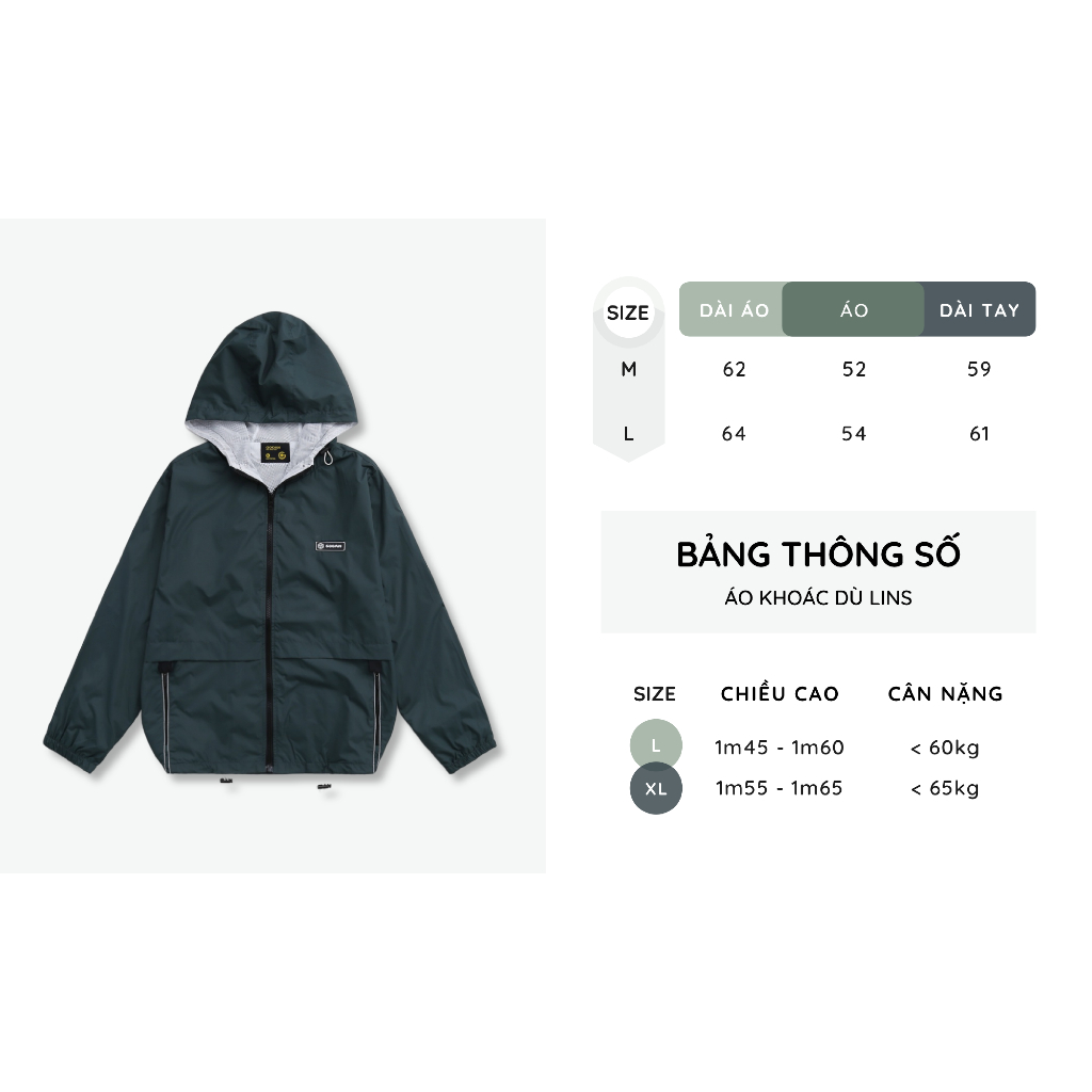 Áo Khoác Dù Gooan Lins 2 Lớp