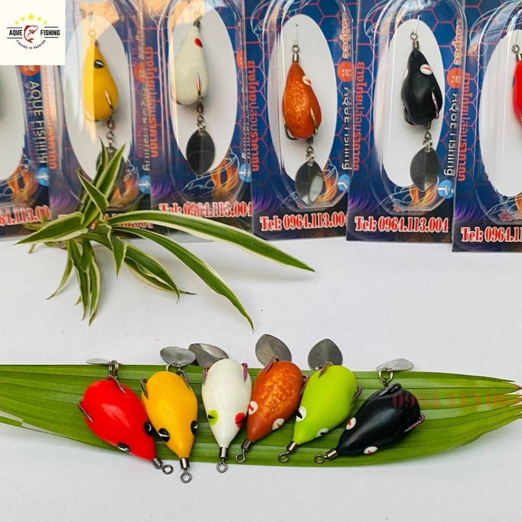 Mồi giả, Nhái hơi F35 mini lưỡi titan giá rẻ, dài 3,5cm nặng 6g - 8g, mồi giả câu lure cá lóc siêu nhạy aque fishing