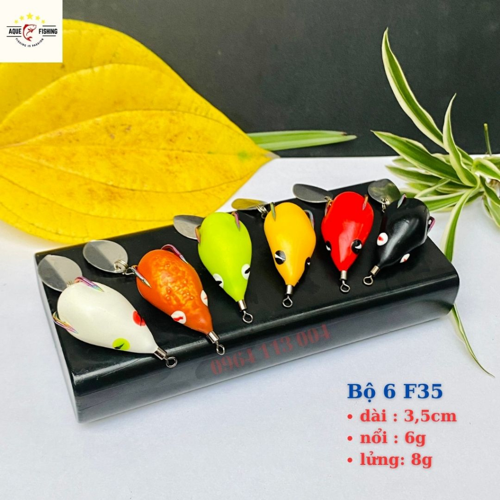 Mồi giả, Nhái hơi F35 mini lưỡi titan giá rẻ, dài 3,5cm nặng 6g - 8g, mồi giả câu lure cá lóc siêu nhạy aque fishing
