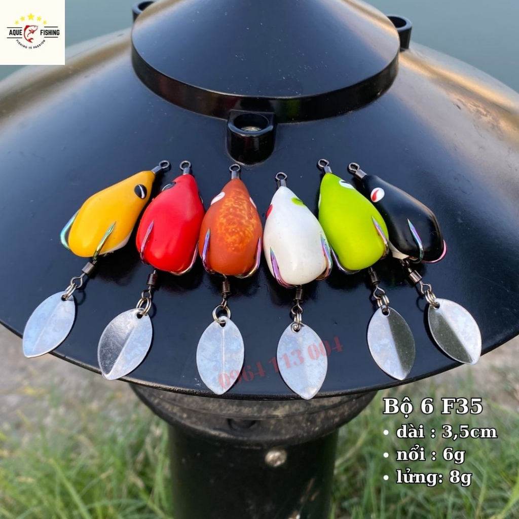 Mồi giả, Nhái hơi F35 mini lưỡi titan giá rẻ, dài 3,5cm nặng 6g - 8g, mồi giả câu lure cá lóc siêu nhạy aque fishing