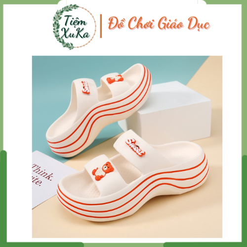 Dép bánh mì lượn sóng nữ đế cao 5cm cute