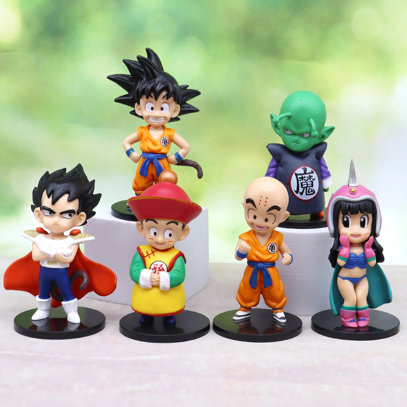 Mô Hình Dragon Ball 7 Viên Ngọc Rồng Với 6 Nhân Vật Hồi Nhỏ Goku Gohan Goten Vegeta Trunks Bulma Piccolo 12cm