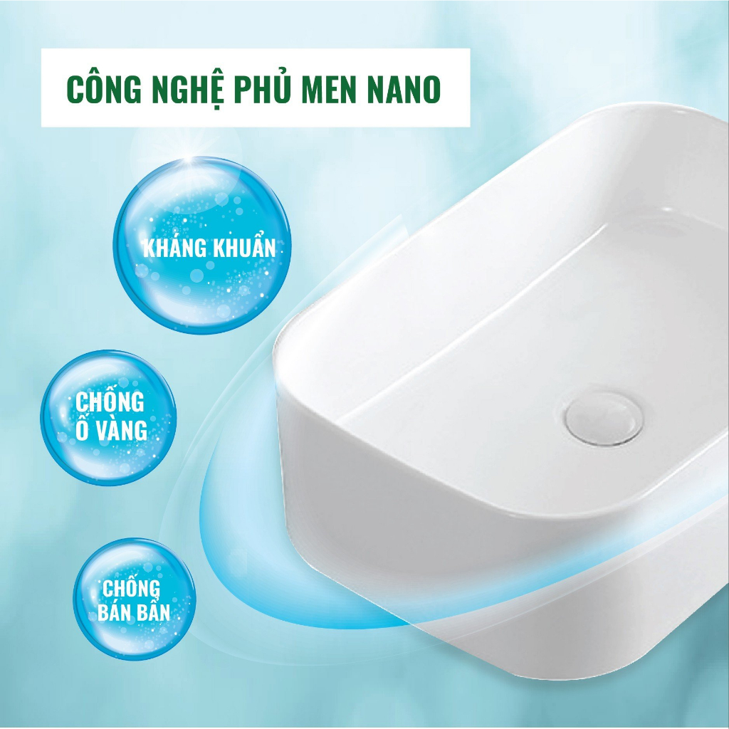 Chậu rửa lavabo dương bàn Palado PLD666B, chất liệu sứ trắng cao cấp. Kích thước 490*350*145mm
