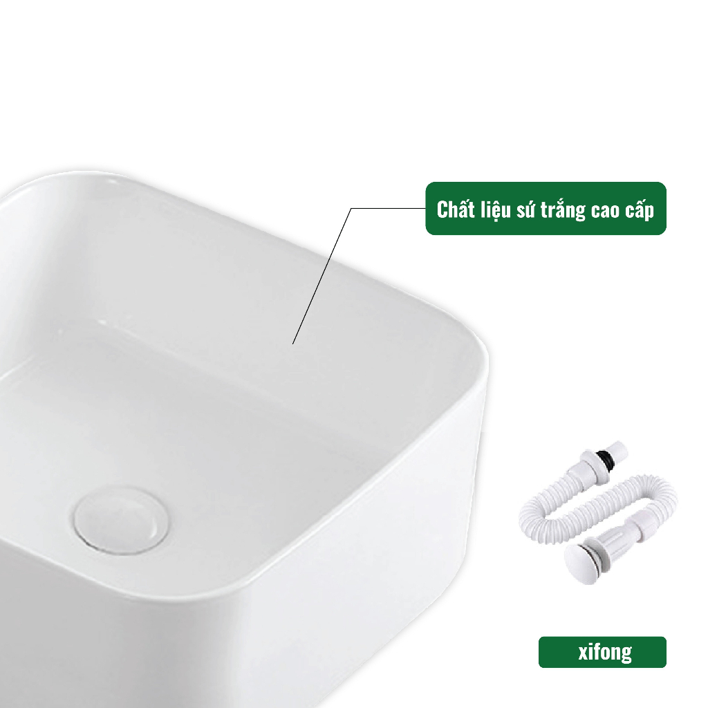 Chậu rửa lavabo dương bàn Palado PLD666B, chất liệu sứ trắng cao cấp. Kích thước 490*350*145mm