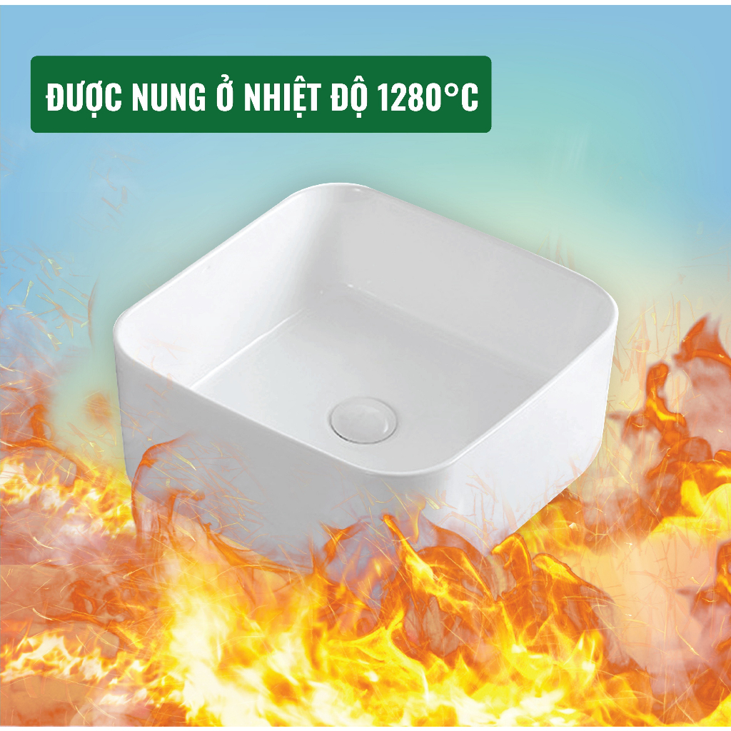 Chậu rửa lavabo dương bàn Palado PLD666B, chất liệu sứ trắng cao cấp. Kích thước 490*350*145mm