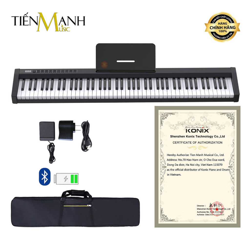[New Model] Đàn Piano Điện Konix PH88CL - 88 Phím nặng Cảm ứng lực Có Loa, Bluetooth, Pin Sạc PH88