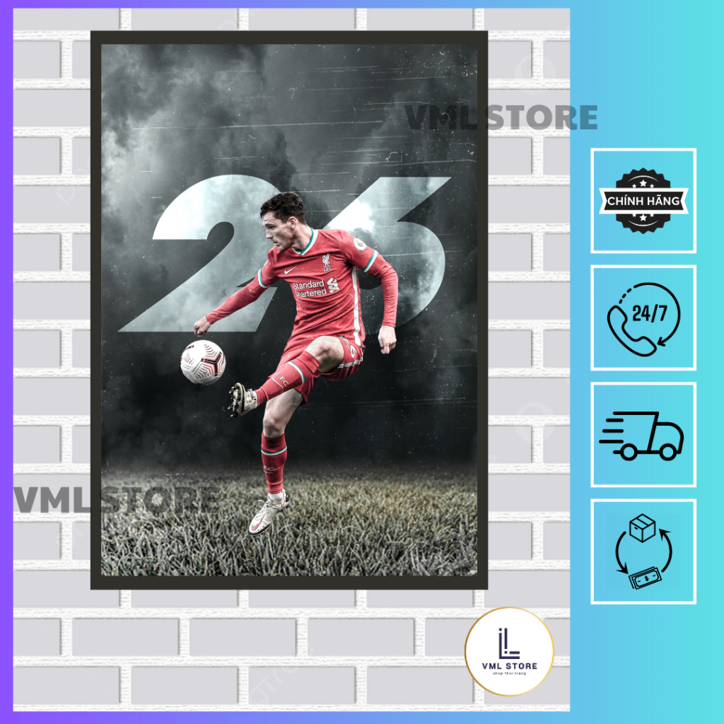 Poster Andrew Robertson CLB Liverpool ,Khung Ảnh Bóng Đá-Tranh Treo Tường Decor Trang Trí (Gồm Poste