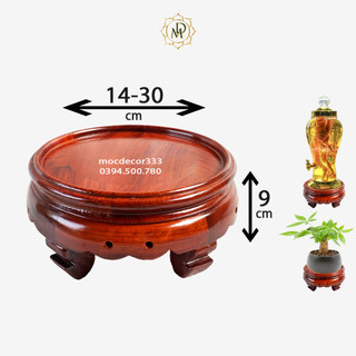 Đế gỗ đôn gỗ kê đồ trang trí như bình rượu chậu cây lộc bình lư hương ban thần tài gỗ Hương cao 9cm