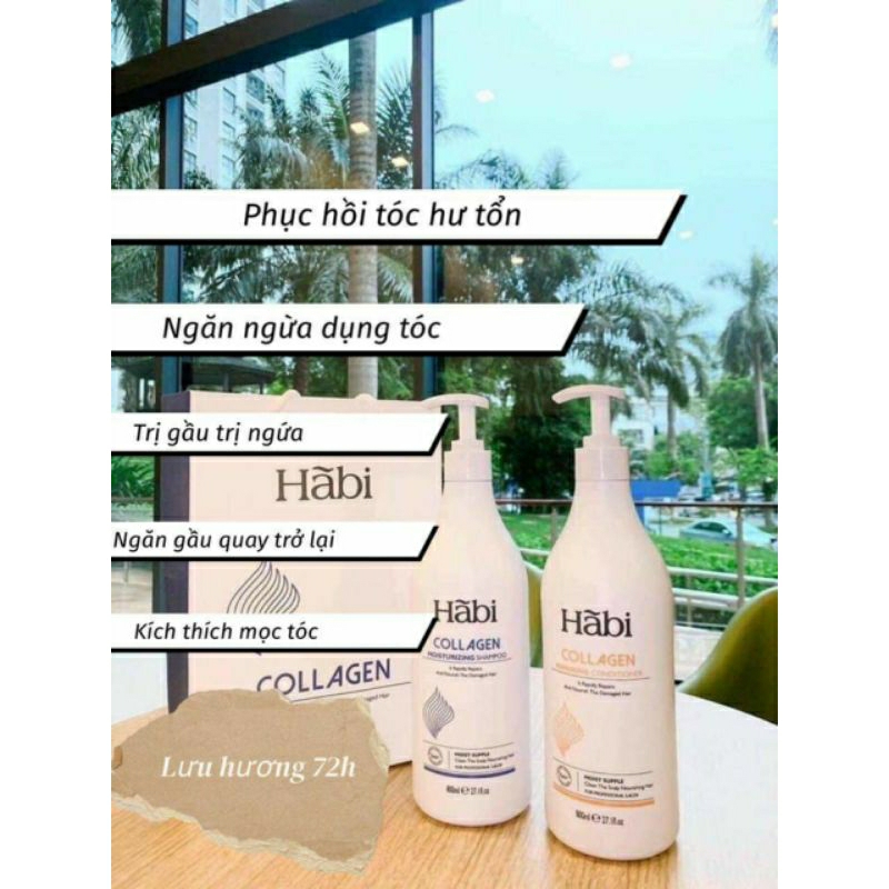 Cặp Gội Xả HABI COLLAGEN Nhập Khẩu Ý ( Hàng Chính Hãng)