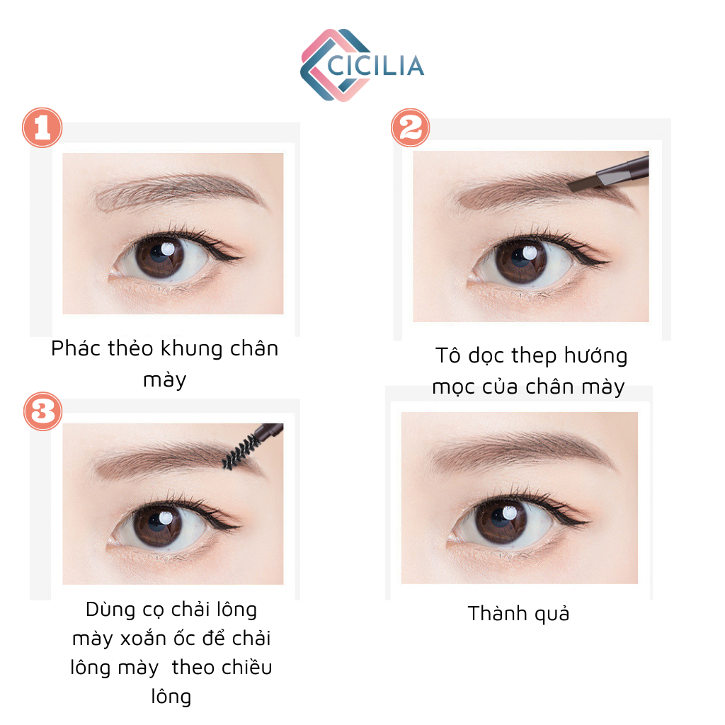 Bút Kẻ Lông Mày CICILIA 5 Màu Bền Màu Lâu Trôi Chống Thấm Nước CI-001