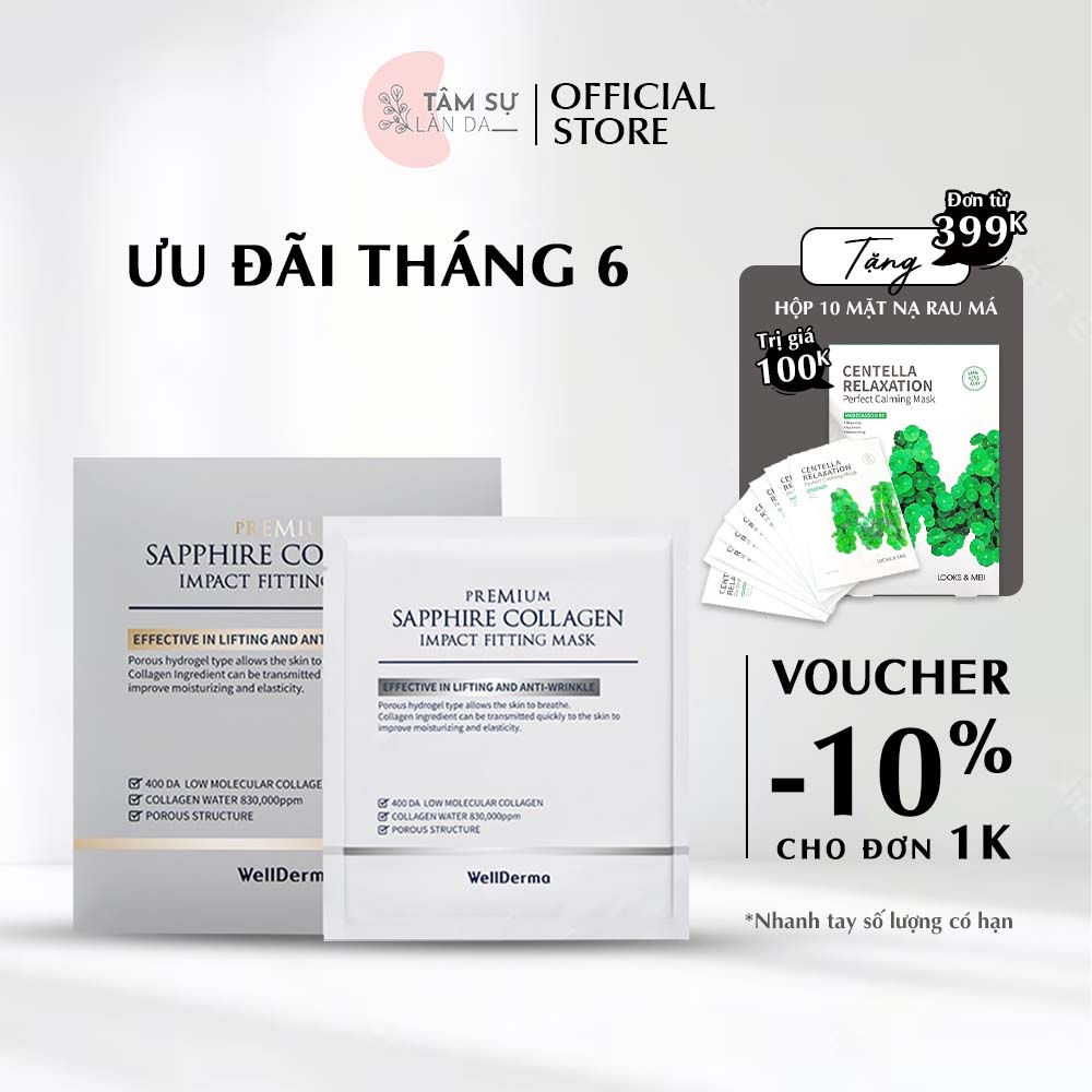 Hộp 4 Miếng Mặt Nạ Collagen Trắng Da WellDerma Sapphire Collagen Hàn Quốc