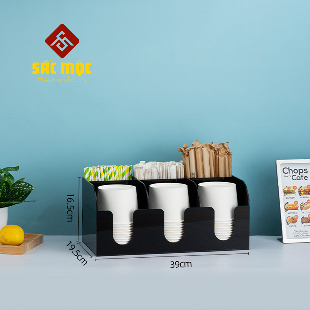 Kệ Đựng Ly Cốc Bằng Mica (KMC-08) Ly Trà Sữa, Ly Giấy, Ly Nhựa, Đựng Túi Trà, Đựng Ống Hút Bằng Gỗ Thông Cao Cấp