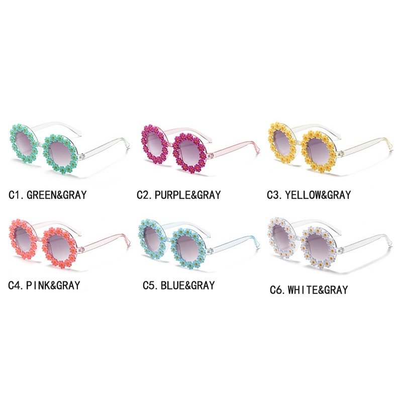 Kính Chống Nắng UV400 Tròng Hoa Tròn Phong Cách Thể Thao Mới Cho Bé Trai Và Gái