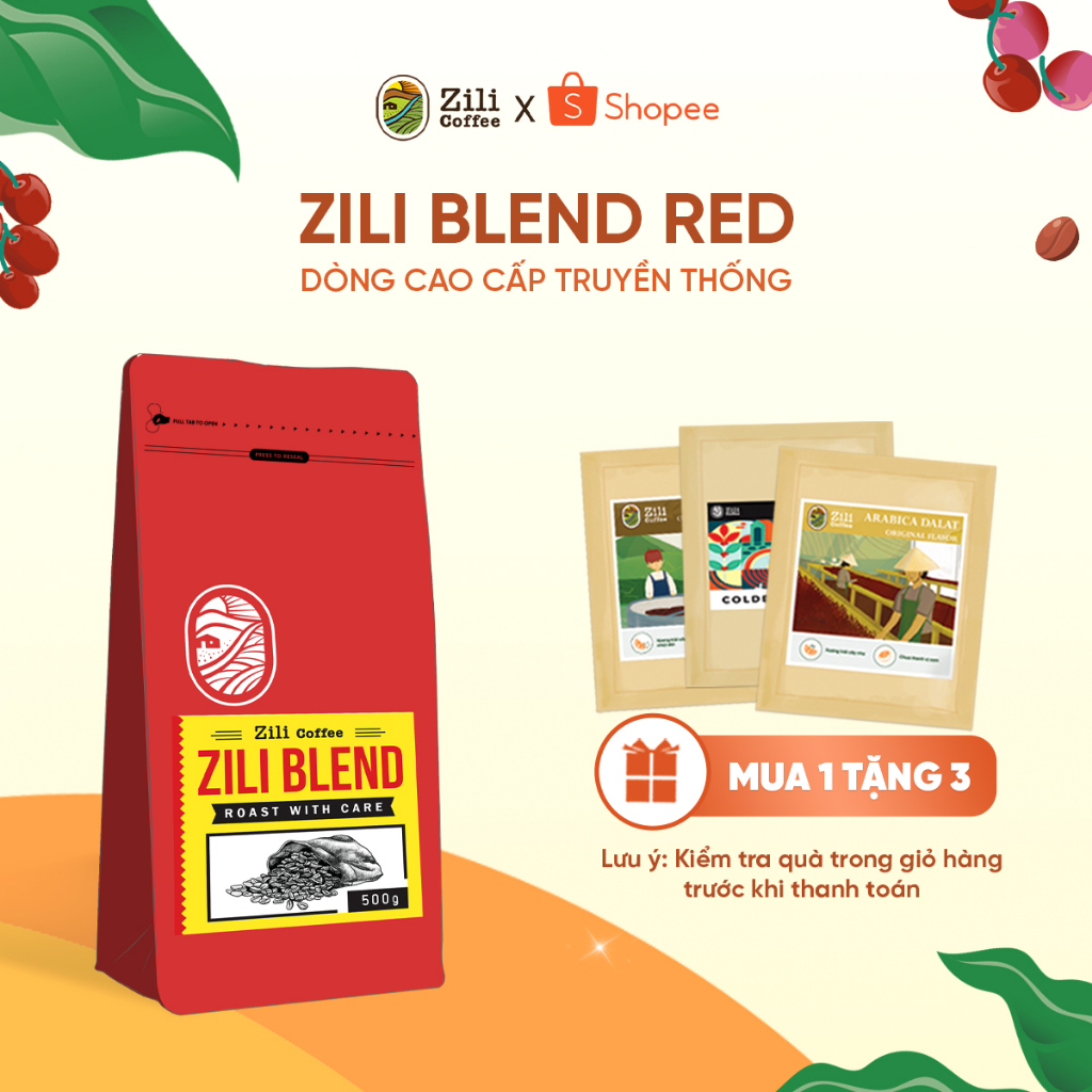 Cà phê nguyên chất Blend Red Robusta - Culi - Arabica rang mộc đậm đà pha phin hoặc pha máy ngon Zili Coffee