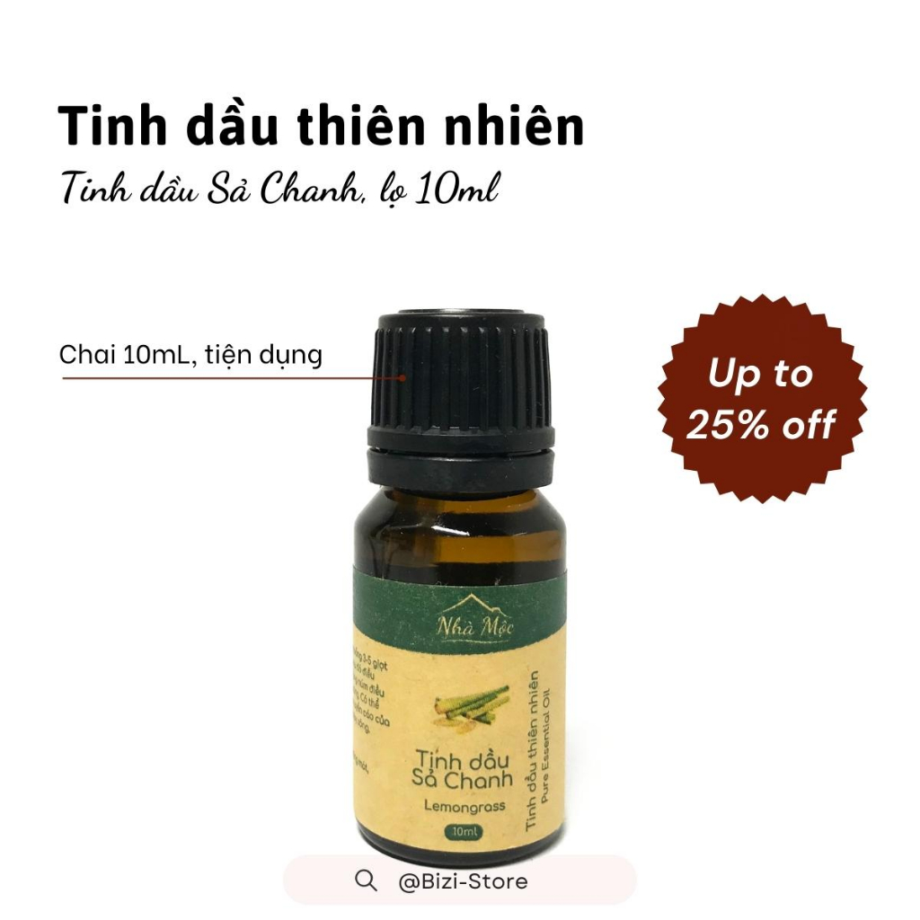 Tinh Dầu Thơm Phòng Sả Chanh Nhà Mộc, Lọ 10mL, 50mL, Giúp Đuổi Côn Trùng, Tăng Cường Đề Kháng, Giảm Căng Thẳng Mệt Mỏi