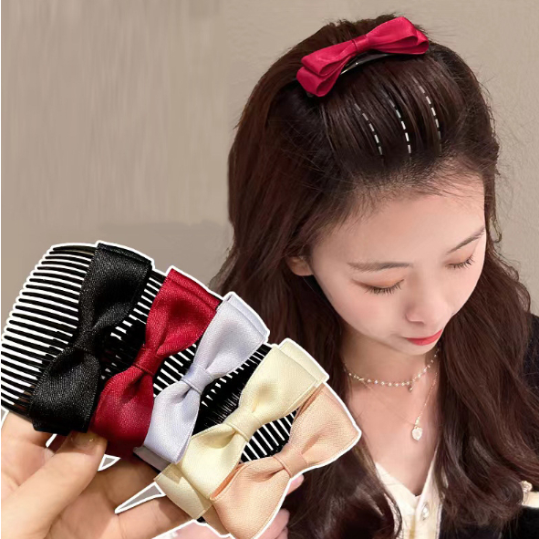 Lược Cài Tóc Đính Nơ Nhựa Tiệm Thêu Việt Phong Cách Công Chúa LC01