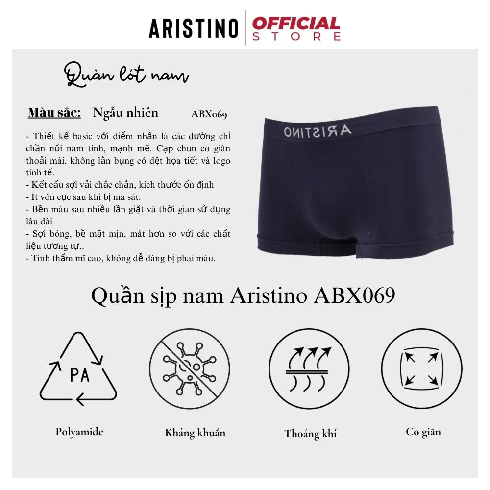 Quần lót đùi nam ARISTINO ABX069 sịp boxer cao cấp cạp dệt logo liền co giãn 4 chiều mềm mát mịn thoáng khí thoải mái