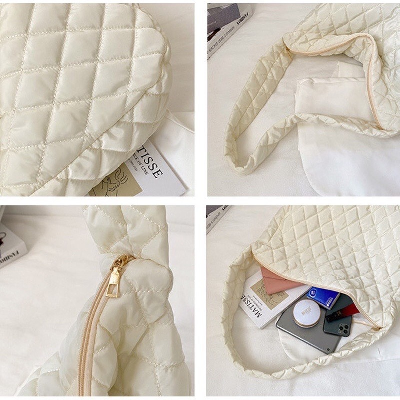 Túi đeo chéo phao cỡ lớn vải cotton trần bông thời trang siêu hottrend