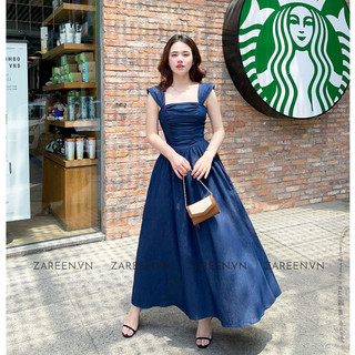 ZAREEN | ĐẦM DENIM DÁNG DÀI ZAREEN DAX72 XANH ĐẬM
