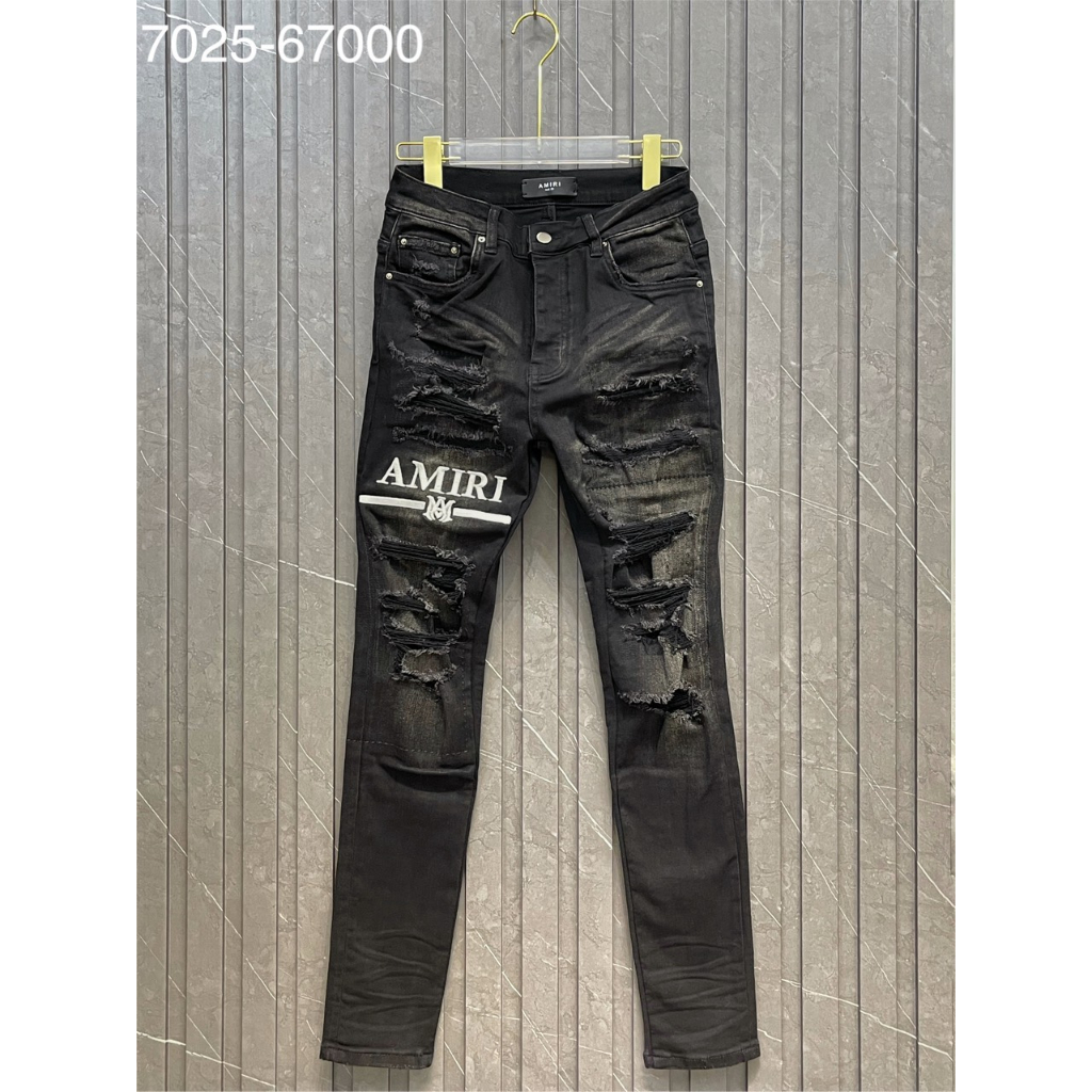 Quần Jeans Amiri Nam Like Au.th Thêu Chữ Siêu Nét - Quần Amiri Nam Rách Gối Cực Chất